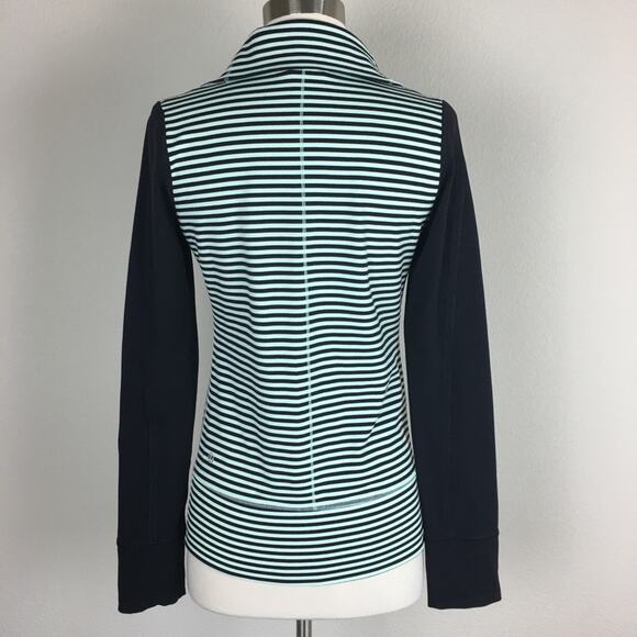 Lululemon Mint Green Black Daily Yoga Zip Jacket Black & Mint Stripe 4 - Picture 7 of 7